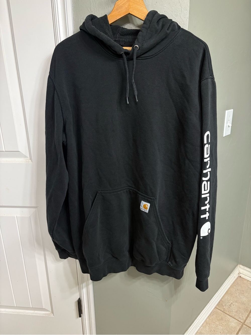 Carhartt Black Pullover Hoodie with Sleeve Logo